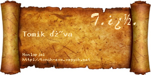 Tomik Éva névjegykártya